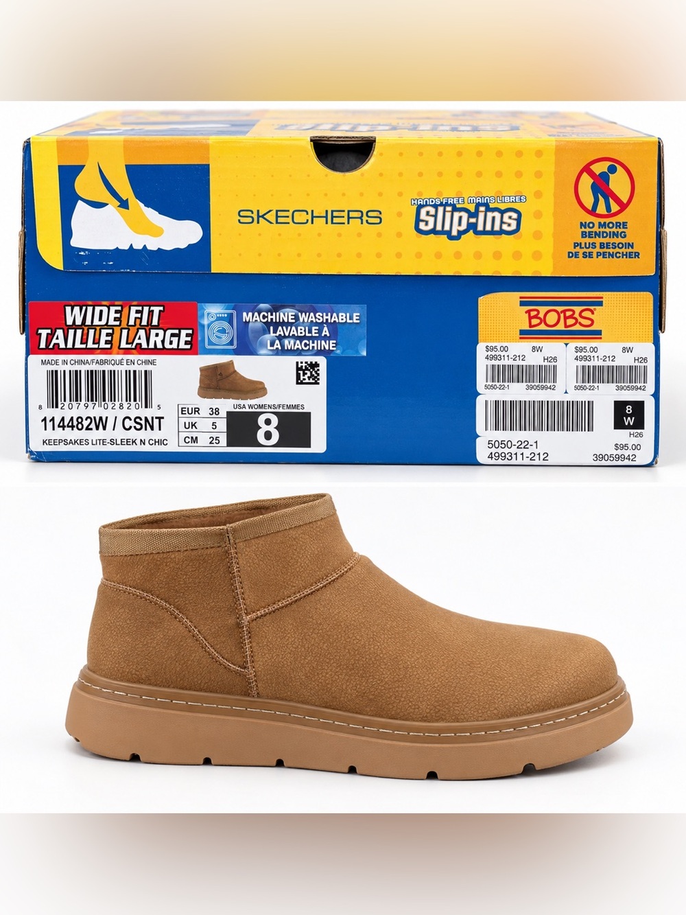 Skechers Slip-ins: BOBS Keepsakes Lite - Sleek N Chic - Chestnut